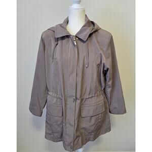 Croft & Barrow Beige Woman's Hooded Light Weight Parka Adjustable Waist Size L